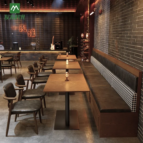 Vintage Restaurant Furniture Booth Sofas and Table Set, Furniture Factory Direct Supply