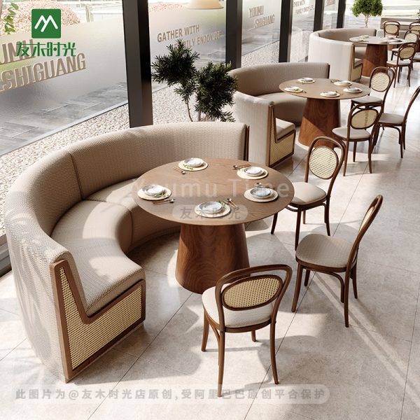 Factory Direct Supply of Luxury Restaurant Furniture Set, Elegant and Comfortable Sofa, Table, and Chair Set for Sale