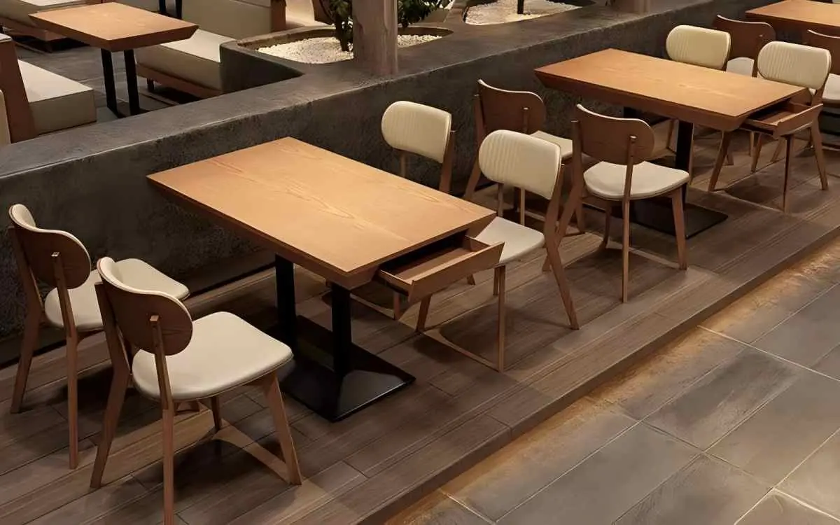 restaurant table with storage function