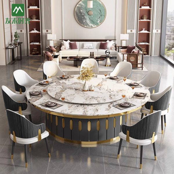 Modern Round Rotating Dining Table Set For Banquet - Manufacturer Direct Supply