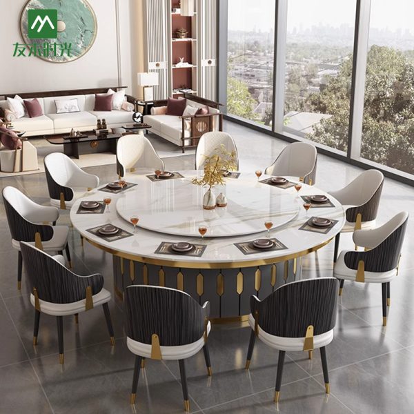 Modern Round Rotating Dining Table Set For Banquet - Manufacturer Direct Supply