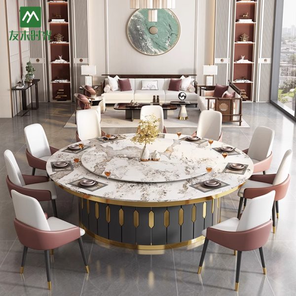 Modern Round Rotating Dining Table Set For Banquet - Manufacturer Direct Supply