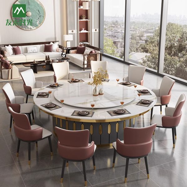 Modern Round Rotating Dining Table Set For Banquet - Manufacturer Direct Supply