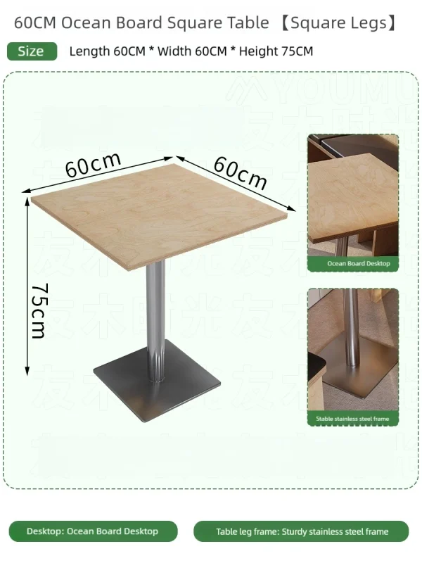 Korean-style Casual Restaurant Fast Food Restaurant Wooden Table and Chair Set, Suitable for Cafes, Dessert Shops