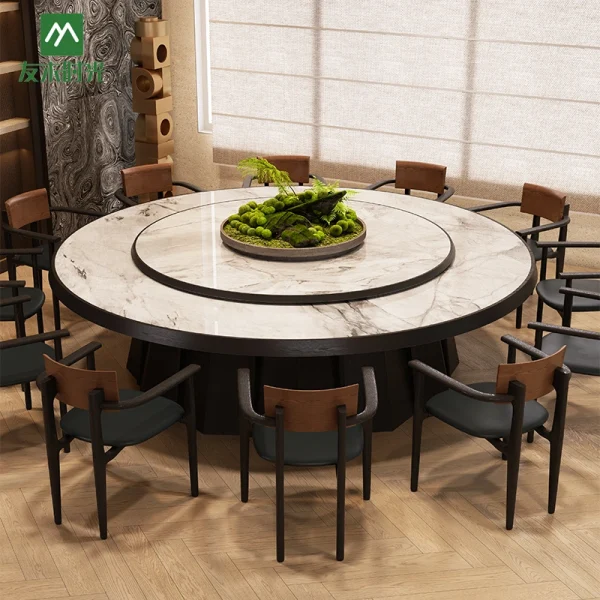 High-quality Hotel Round Banquet Table and Chair Sets - Round Rotating Dining Table Sets