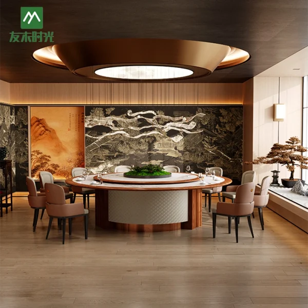 High-end Hotel Banquet Hall Table and Chair Set for Sale – Round Rotating Dining Table Set