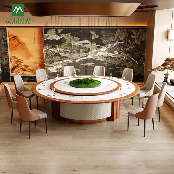 Round Rotating Dining Table, High-end Banquet Hall Furniture for Sale