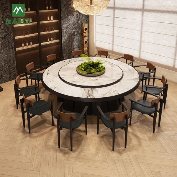 High-quality Hotel Round Banquet Table and Chair Sets - Round Rotating Dining Table Sets
