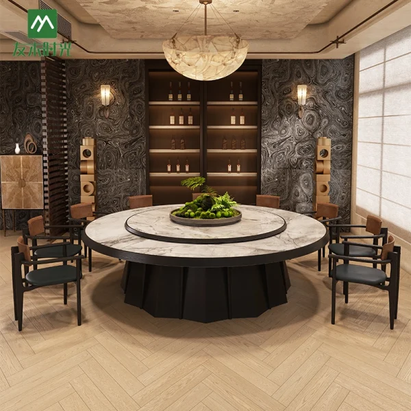 High-quality Hotel Round Banquet Table and Chair Sets - Round Rotating Dining Table Sets