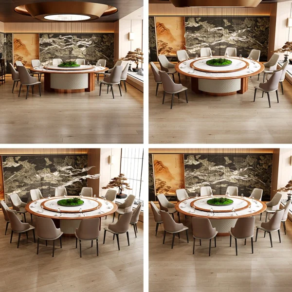 Banquet Hall, VIP Room, and Hotel Private Room Round Rotating Dining Table Set with Matching Chairs – Factory Direct Sale