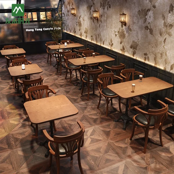 Retro-style Bar, Cafe, and Casual Restaurant Solid Wood Furniture Wholesale