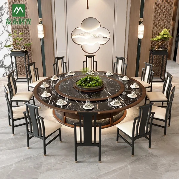 Wholesale New Chinese-Style Round Table Sets For Hotel, Fine Dining Commercial Space - Bulk Comfortable, Elegant Dining Furniture Supply