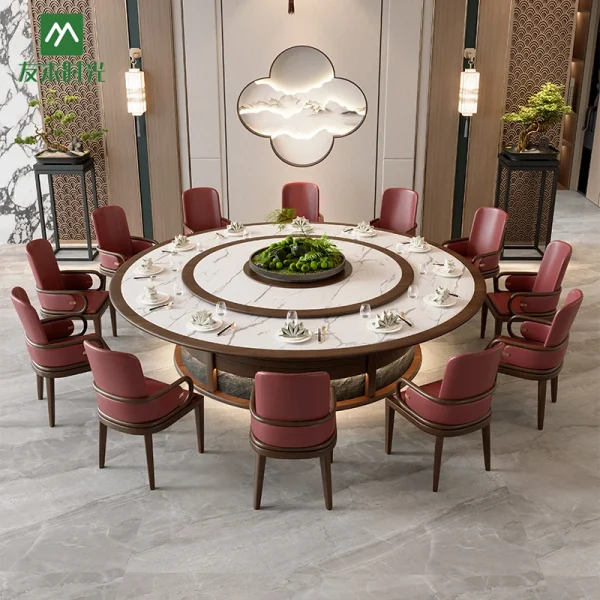Factory Supply Round Rotating Dining Table Set, for High-end Hotels, Restaurants, and Banquet Halls, Private Dining Room