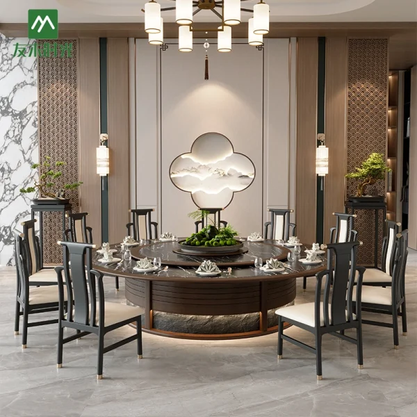 Wholesale New Chinese-Style Round Table Sets For Hotel, Fine Dining Commercial Space - Bulk Comfortable, Elegant Dining Furniture Supply