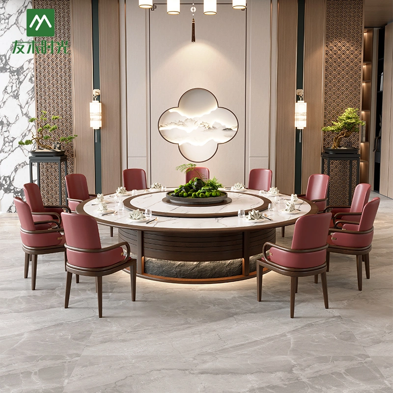Factory Supply Round Rotating Dining Table Set, for High-end Hotels, Restaurants, and Banquet Halls, Private Dining Room - Image 4