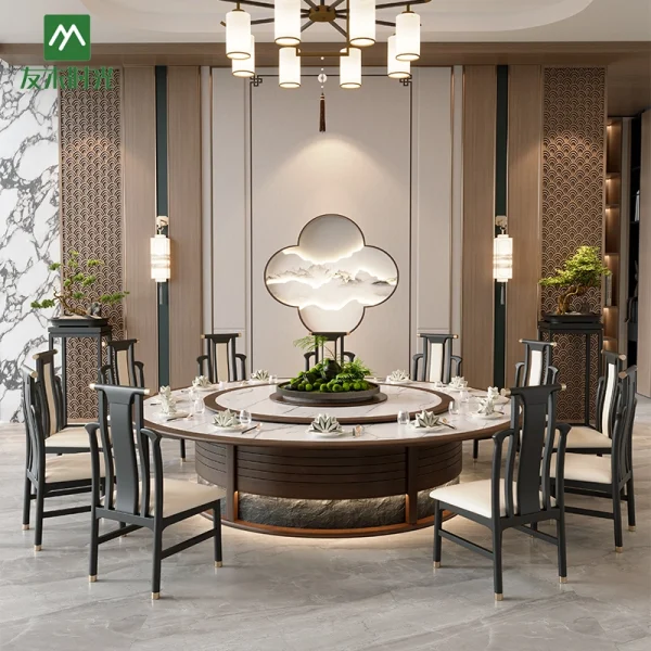 Wholesale New Chinese-Style Round Table Sets For Hotel, Fine Dining Commercial Space - Bulk Comfortable, Elegant Dining Furniture Supply