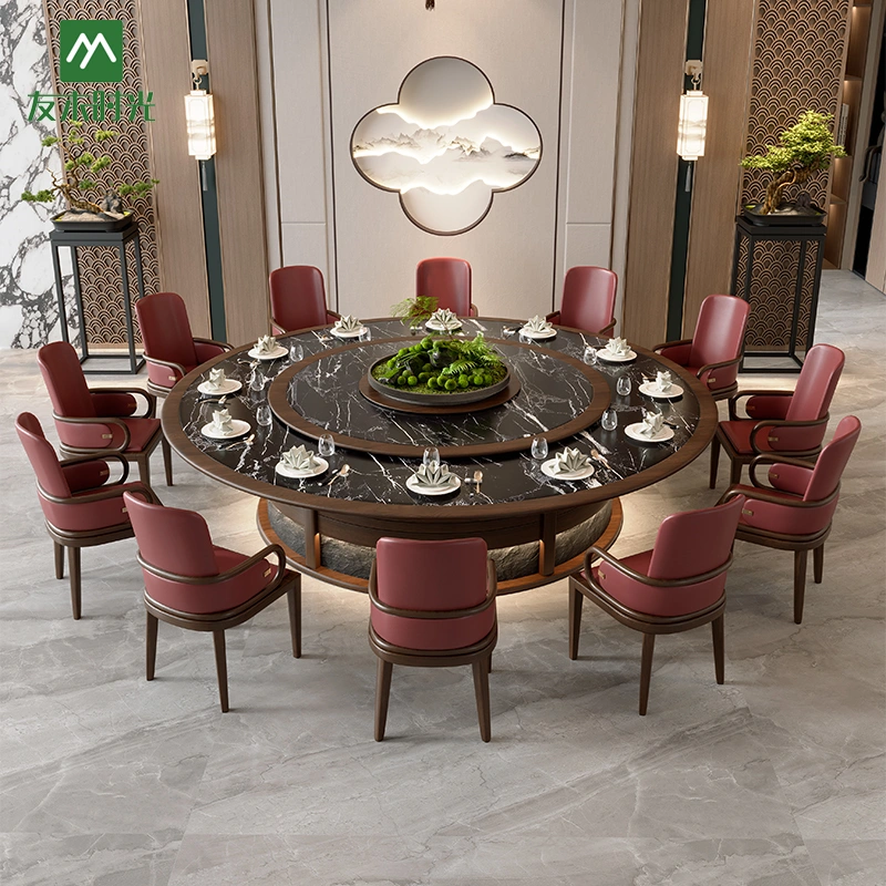 Factory Supply Round Rotating Dining Table Set, for High-end Hotels, Restaurants, and Banquet Halls, Private Dining Room - Image 2