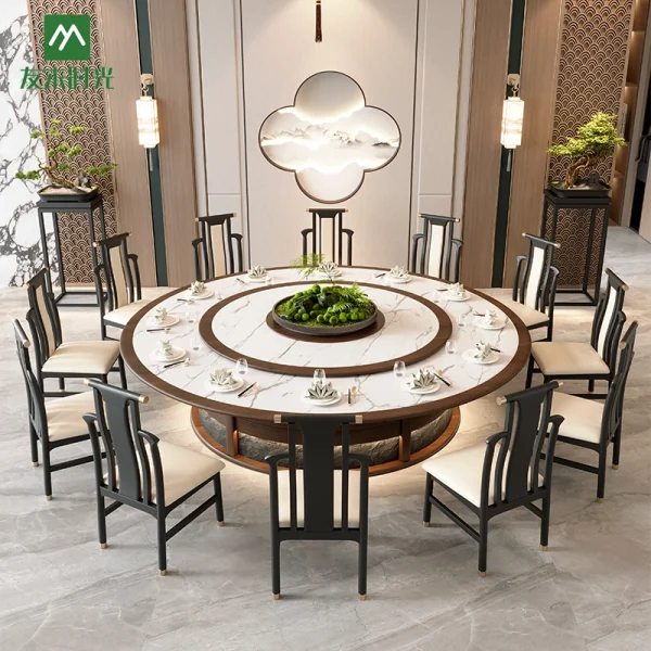 Wholesale New Chinese-Style Round Table Sets For Hotel, Fine Dining Commercial Space - Bulk Comfortable, Elegant Dining Furniture Supply