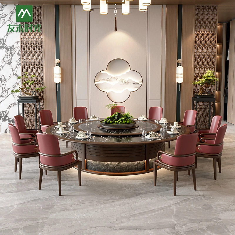 Factory Supply Round Rotating Dining Table Set, for High-end Hotels, Restaurants, and Banquet Halls, Private Dining Room - Image 3