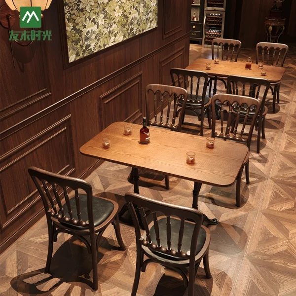 Wholesale Retro-style Solid Wood Furniture for Cafes, Bars, and Pubs, Customization Available