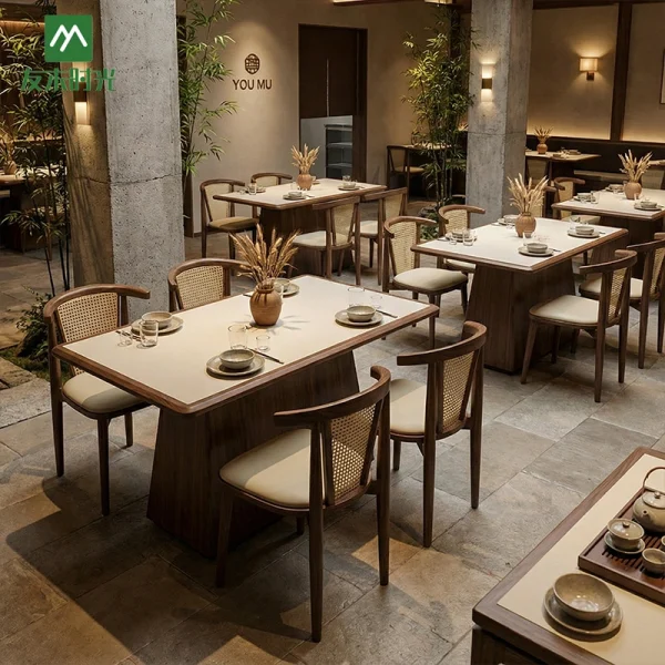 Custom Theme Restaurant Furniture – Teahouse and Chinese Restaurant Booth, Sofa, and Chair Set