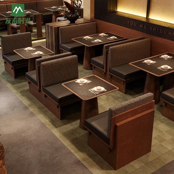 Wholesale Log-style Commercial Restaurant Furniture, Solid Wood Dining Chairs, Slate Dining Tables, Long Booth Sofas