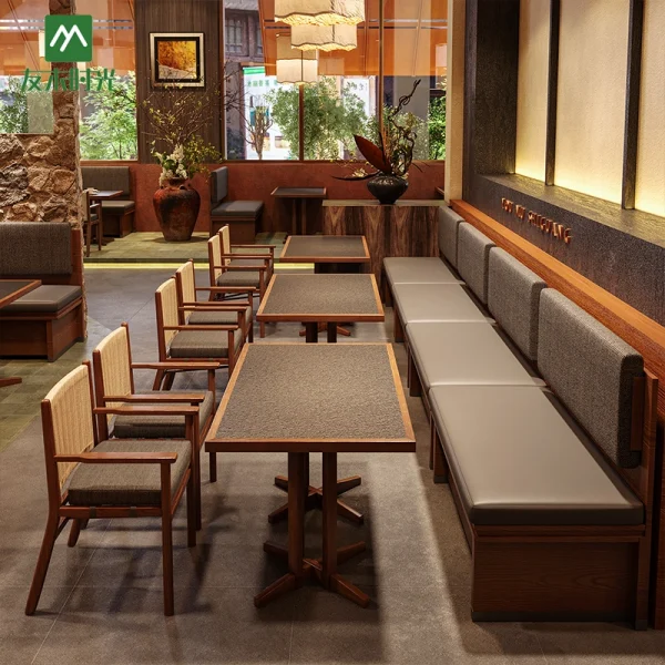 Factory One-Stop Custom Restaurant Furniture  – Including Solid Wood Restaurant Table, Chair, Booth Seating