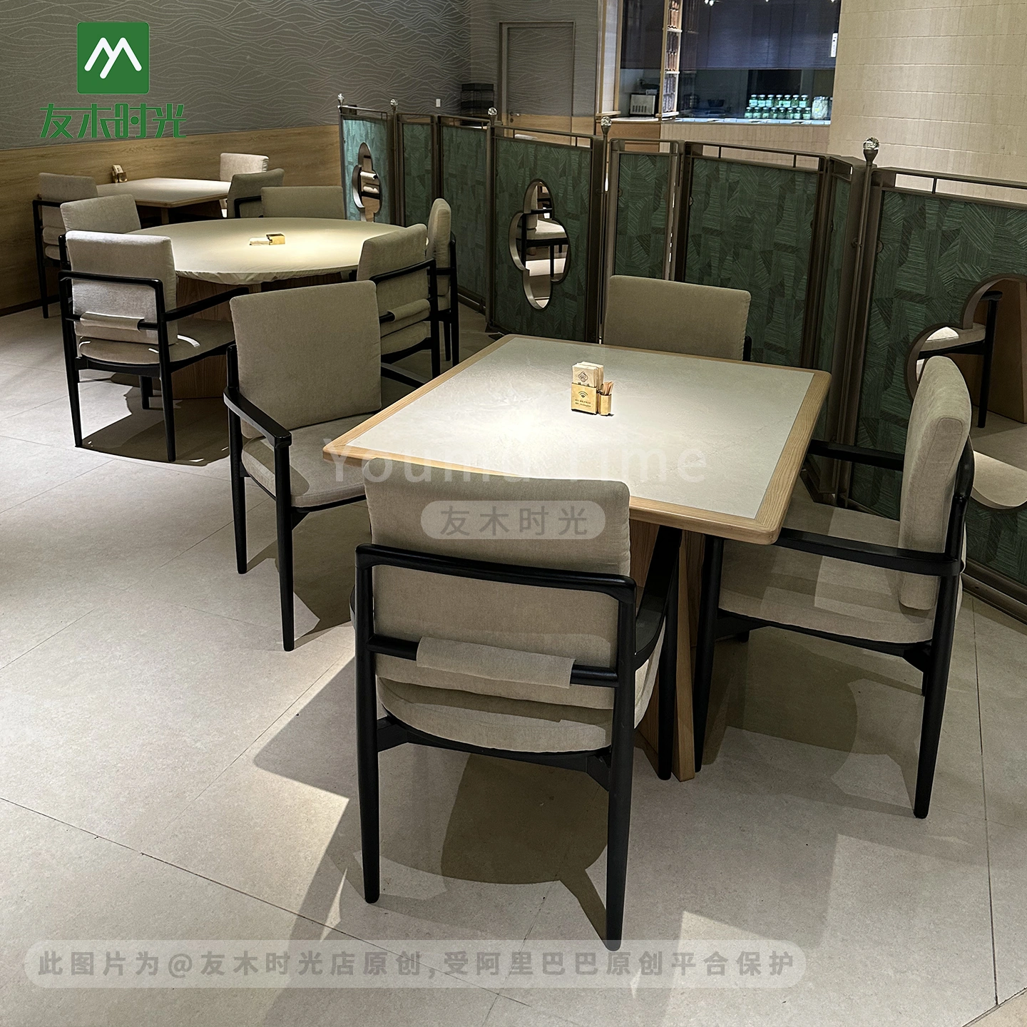 Wholesale White Modern Oriental Restaurant Furniture Set with Upholstered Chairs and Wooden Dining Tables for Hotel Café Tea House - Imagen 2