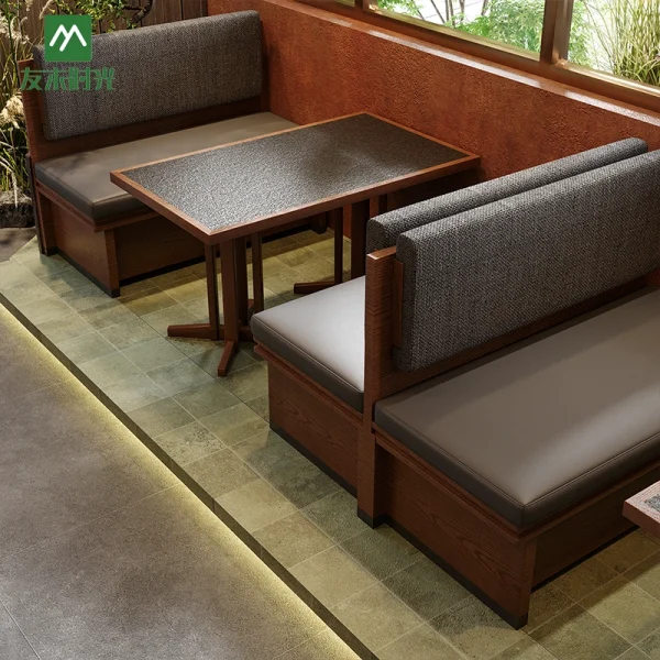 Factory One-Stop Custom Restaurant Furniture  – Including Solid Wood Restaurant Table, Chair, Booth Seating