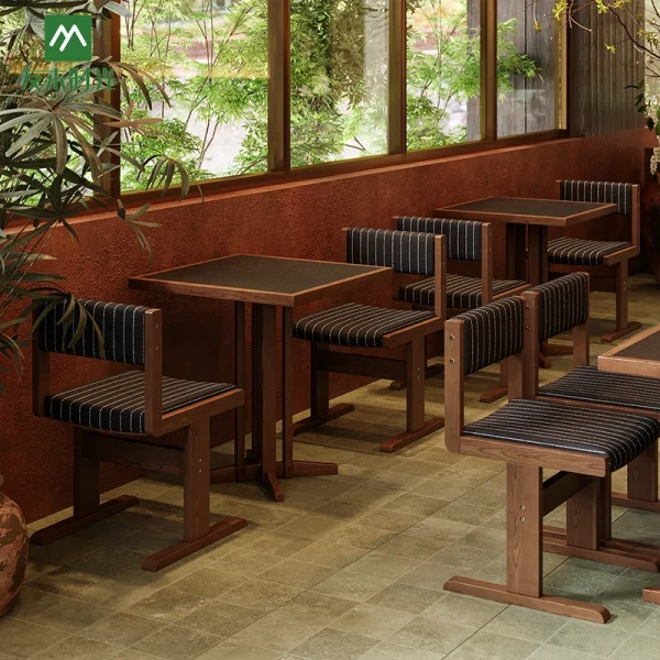 Factory Wholesale High-End Solid Wood Dining Furniture Set, Customizable Booth Sofa Seating, Table, and Chair
