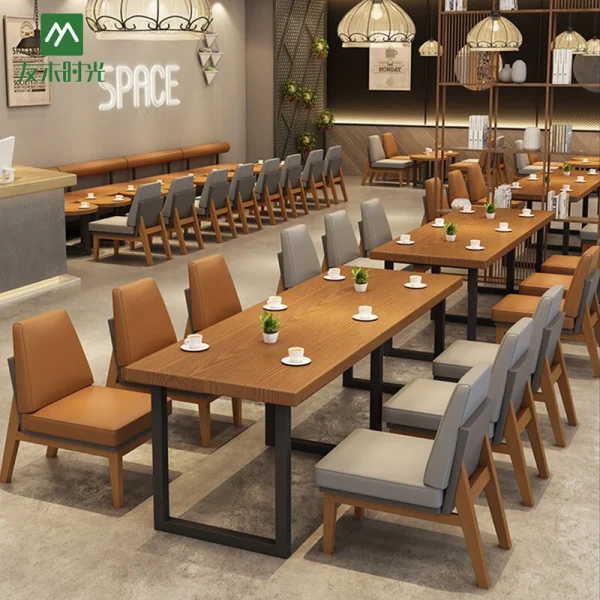 Custom Modern Solid Wood Furniture Set for Milk Tea Shop, Cafe, Restaurant – Supports Restaurant Space Planning