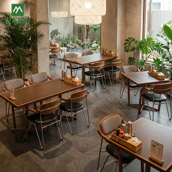 Custom Modern Minimalist Restaurant Furniture Set with Booth Seating, Wooden Tables, and Chairs – One-Stop Restaurant Furniture