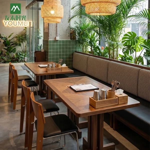 Factory-supplied High-end Restaurant Furniture, Including Booth Sofas, Dining Tables, and Chairs, Suitable for Cafés, Tea Rooms, and Casual Dining Spaces.