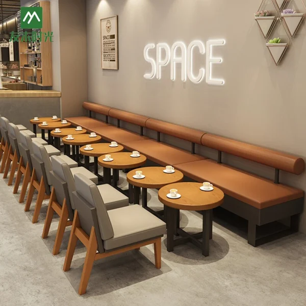 Custom Modern Solid Wood Furniture Set for Milk Tea Shop, Cafe, Restaurant – Supports Restaurant Space Planning