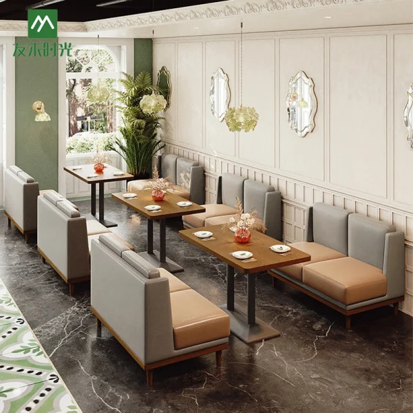 Custom Fresh-Style Themed Restaurant Furniture in Olive Green, Luxurious and Comfortable – One-Stop Restaurant Furniture Factory