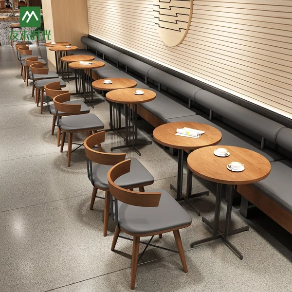 Custom Modern Solid Wood Furniture Set for Milk Tea Shop, Cafe, Restaurant – Supports Restaurant Space Planning