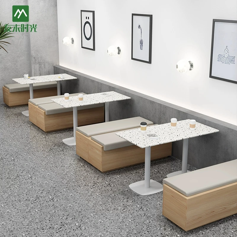 Factory One-stop Custom Commercial Furniture, Solid Wood Tables, Chairs, and Booth Sofas for Cafes, Milk Tea Shops, and Other Restaurants - 画像 (4)