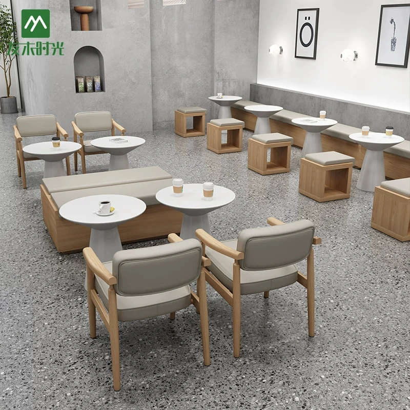 Factory One-stop Custom Commercial Furniture, Solid Wood Tables, Chairs, and Booth Sofas for Cafes, Milk Tea Shops, and Other Restaurants - 画像 (2)