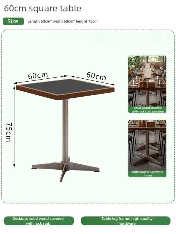 4 Seater Restaurant Table Set, Square Cafe Table Set – Pedestal Base Dining Tables & Wood Back Chairs