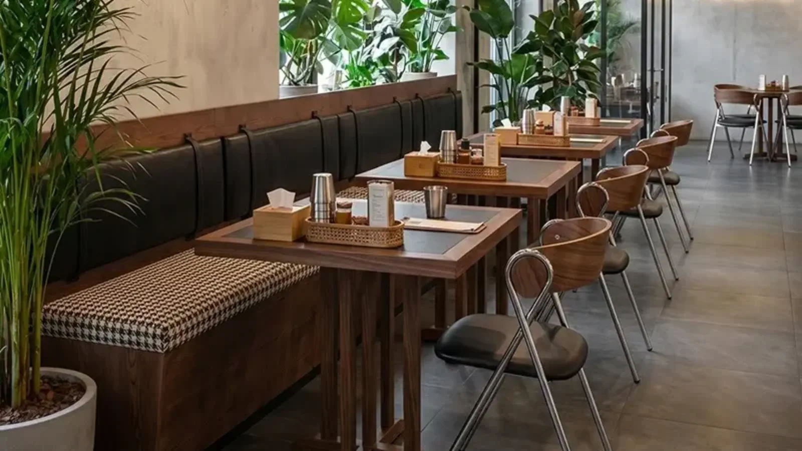 walnut commercial furniture for high-end restaurant