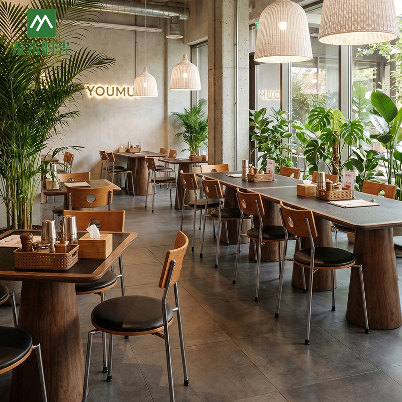 Factory Supply Stylish Restaurant Furniture Set – Wooden Booth Tables, Metal Dining Tables, and Chairs Set - Image 5