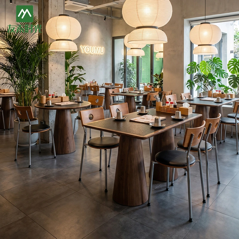 Factory Supply Stylish Restaurant Furniture Set – Wooden Booth Tables, Metal Dining Tables, and Chairs Set - Image 4