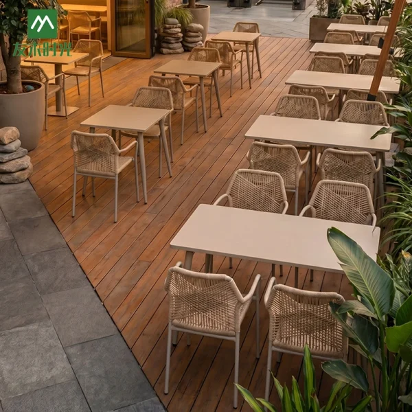 Minimalist Commercial Outdoor Restaurant Tables and Chairs; Metal Construction with Waterproof Materials – Restaurant Outdoor Furniture Supplier