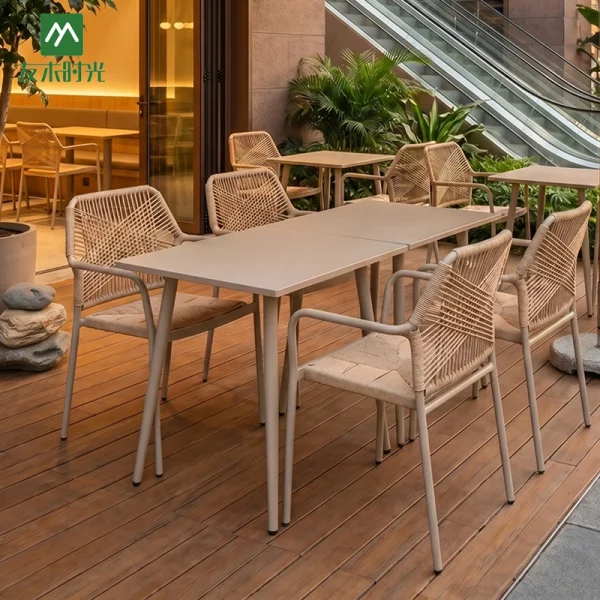 Minimalist Commercial Outdoor Restaurant Tables and Chairs; Metal Construction with Waterproof Materials – Restaurant Outdoor Furniture Supplier