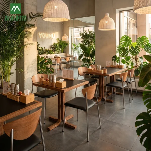 Modern Café Style Wood Dining Table and Chair Set for Restaurants – China Restaurant Furniture Factory