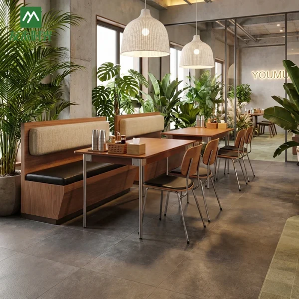 Factory Bulk Custom Commercial Restaurant Furniture Sets for Minimalist Restaurant and Cafe (Including Booth Seating, Tables, and Chairs)