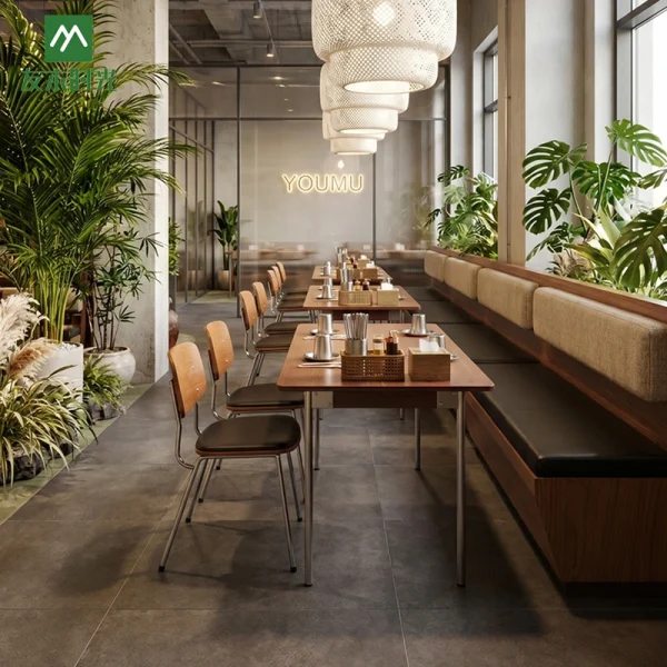 Factory Bulk Custom Commercial Restaurant Furniture Sets for Minimalist Restaurant and Cafe (Including Booth Seating, Tables, and Chairs)