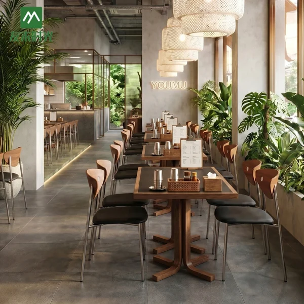 Modern Café Style Wood Dining Table and Chair Set for Restaurants – China Restaurant Furniture Factory