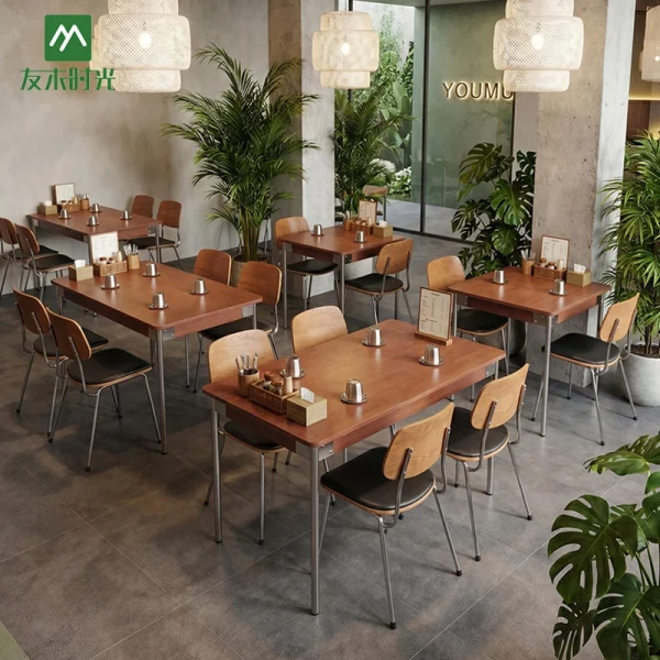 One-Stop Custom Minimalist Style Café and Restaurant Furniture, Factory Bulk Supply High Quality Metal Table and Chair Set