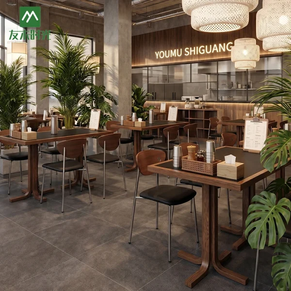 Modern Café Style Wood Dining Table and Chair Set for Restaurants – China Restaurant Furniture Factory